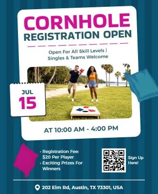 Cornhole Tournament Registration Event Poster Template