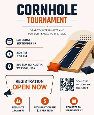 Cornhole Tournament Registration Flyer Template