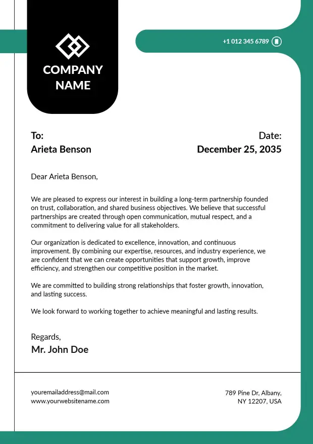 Corporate Communication Formal Letterhead Template