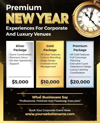 Corporate New Year Event Packages Flyer Template