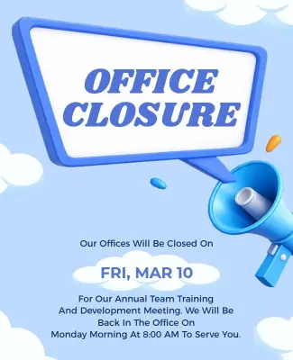 Corporate Office Closure Announcement Flyer Template