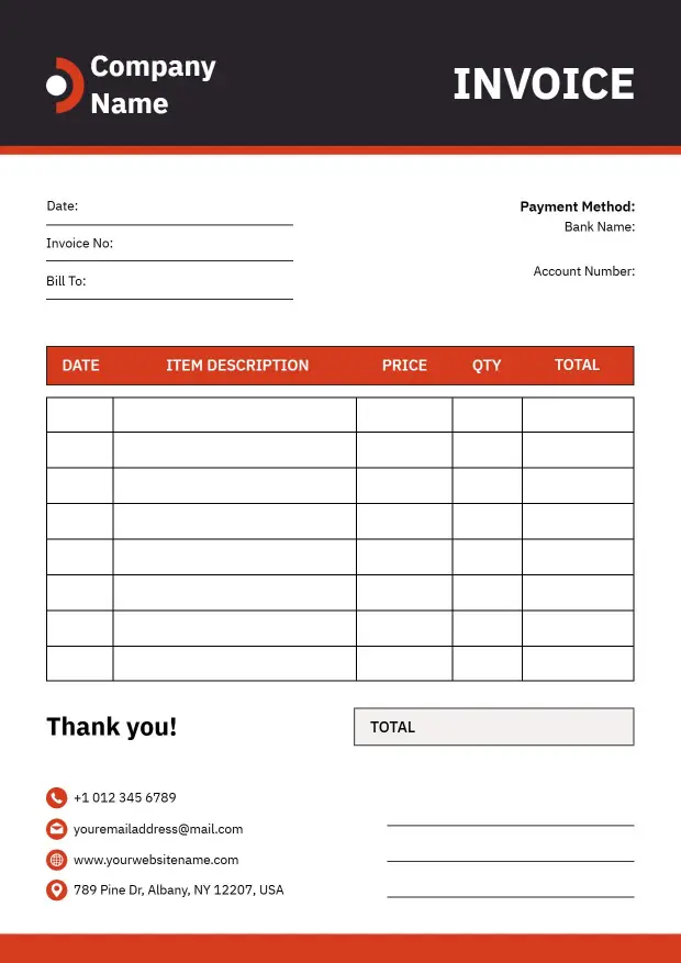 Corporate Sales Blank Invoice Template