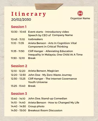 Corporate Seminar Event Itinerary Flyer Template