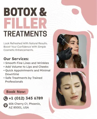 Cosmetic Enhancement Botox and Filler Treatments Flyer Template