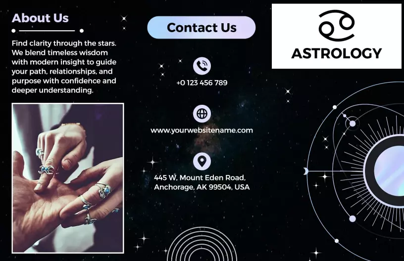 Cosmic Astrology Insight and Guidance Tri Fold Brochure Template