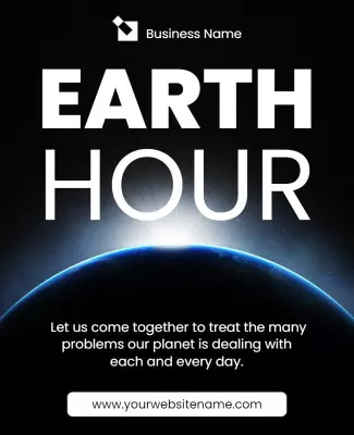 Cosmic Black Earth Hour Awareness Campaign Poster Template