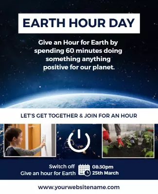 Cosmic Blue Earth Hour Day Community Gathering Poster Template