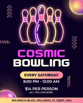 Cosmic Bowling Night Event Flyer Template