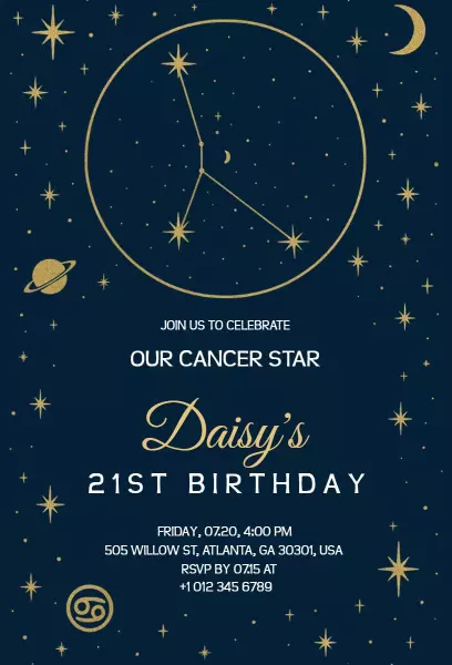 Cosmic Celestial Starry Night 21st Birthday Invitation Template