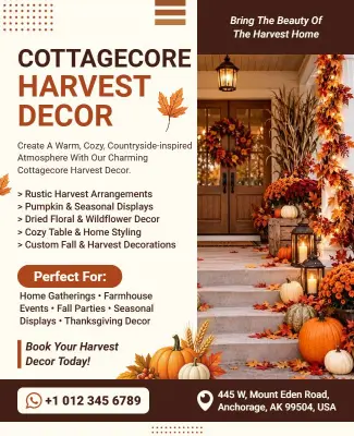 Cottagecore Harvest Home Decor Flyer Template