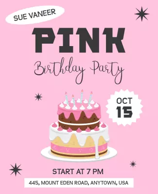 Cotton Candy Birthday Pink Flyer Template