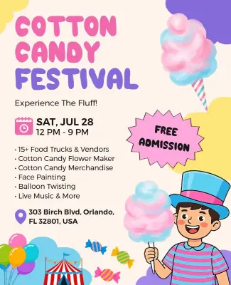 Cotton Candy Festival Event Flyer Template
