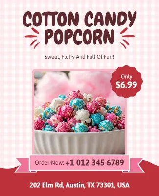 Cotton Candy Popcorn Promotional Flyer Template