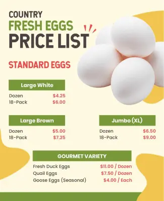 Country Fresh Eggs Price List Flyer Template