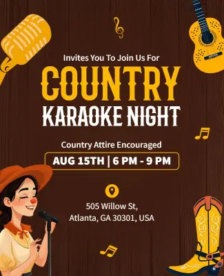 Country Karaoke Night Flyer Template