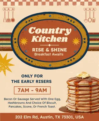 Country Kitchen Breakfast Promotion Flyer Template