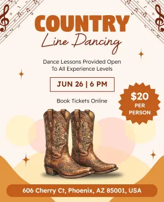 Country Line Dancing Event Poster Template