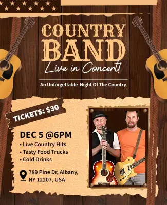 Country Music Band Live Concert Event Flyer Template