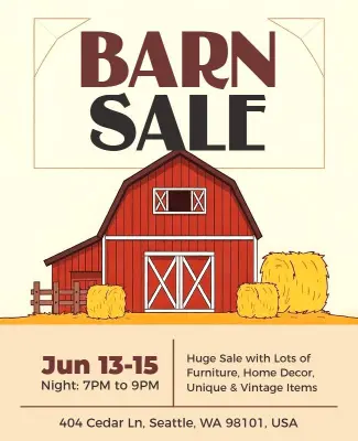 Country Style Barn Sale Event Flyer Template