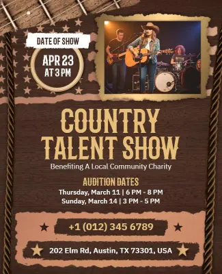 Country Talent Show Charity Flyer Template