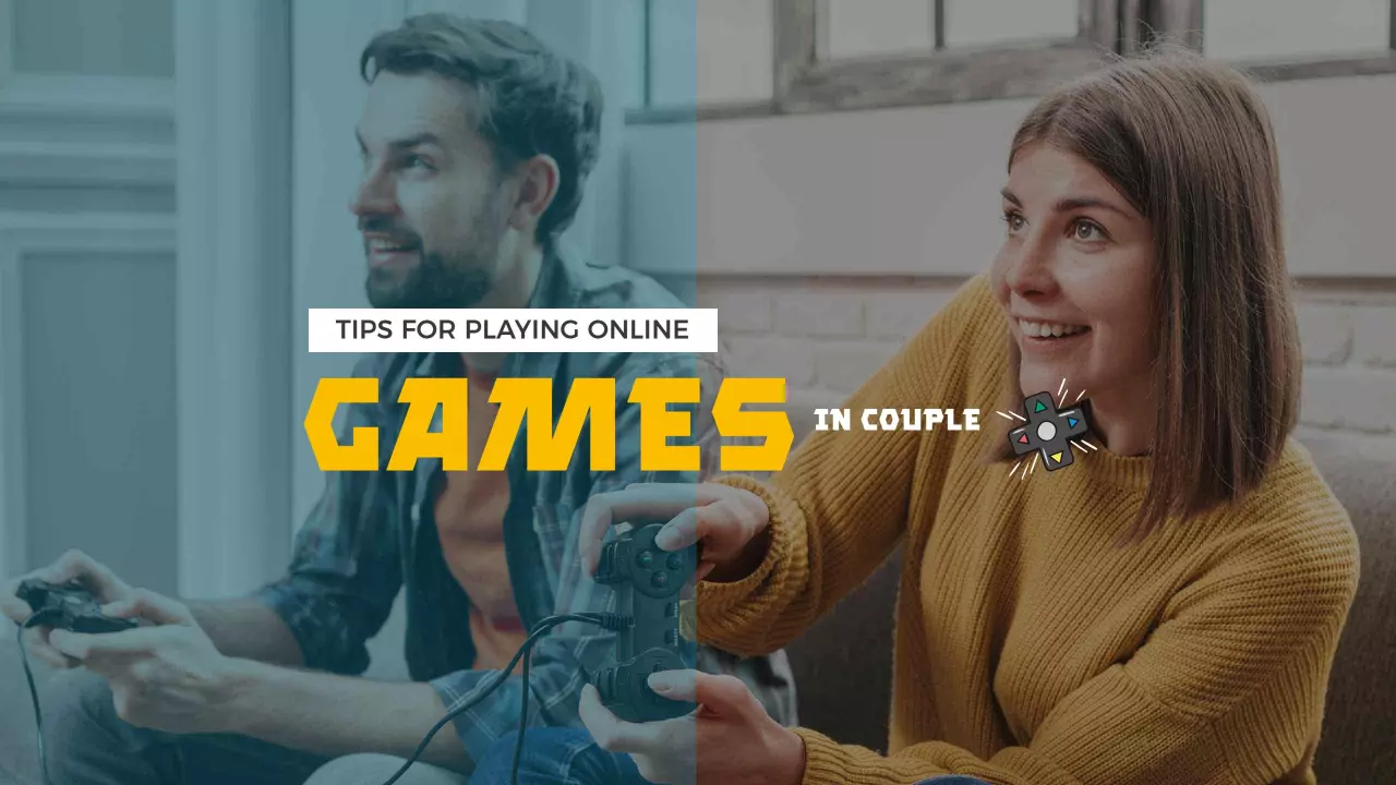 Couple Enjoying Online Games Tips for Fun Gameplay Banner Template