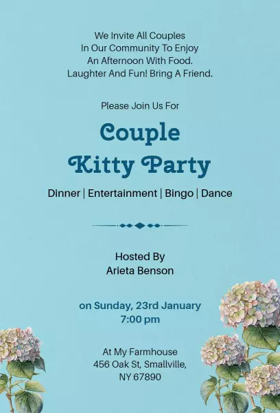 Couple Fun-filled Kitty Party Celebration Invitation Template