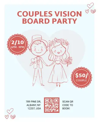 Couples Vision Board Party Invitation Flyer Template