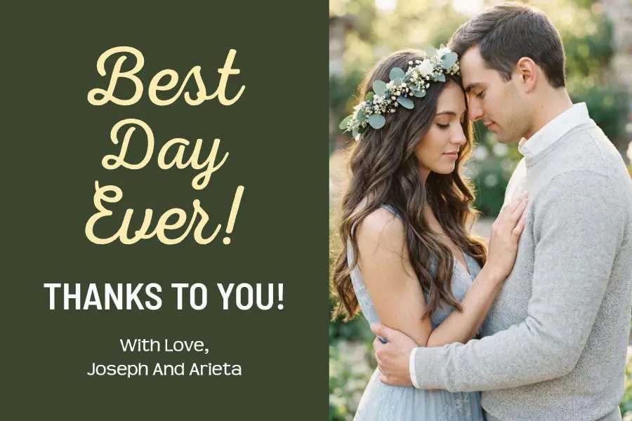 Couple's Wedding Thank You Postcard Template