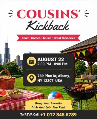 Cousins' Kickback Event Flyer Template