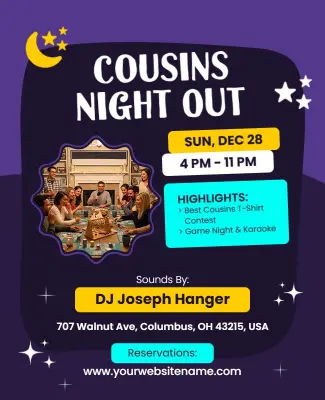 Cousins Night Out Gathering Flyer Template