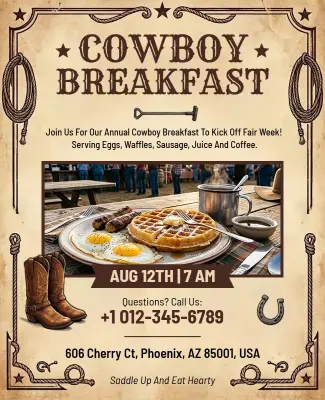 Cowboy Breakfast Event Promotional Flyer Template