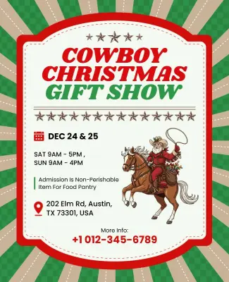 Cowboy Christmas Gift Show Event Flyer Template