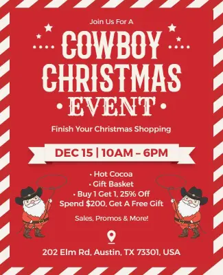 Cowboy Christmas Shopping Event Flyer Template