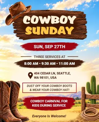 Cowboy Sunday Community Gathering Flyer Template