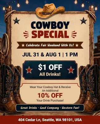 Cowboy Themed Special Offer Flyers Template