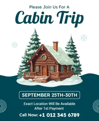 Cozy Cabin Trip Adventure Flyer Template