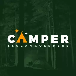 Cozy Green Forest Landscape Enhanced by Camping Logo Template