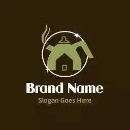 Cozy Green Tea Pot Design Inviting You to Cafe Experience Logo Template