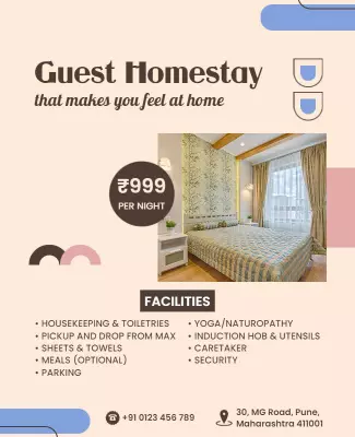 Cozy Modern Guest Homestay Accommodation Services Poster Template