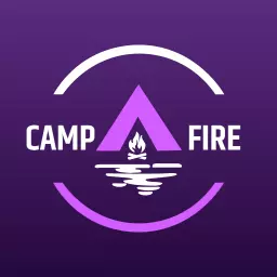 Cozy Purple Campfire Design Featuring Water Reflection Logo Template