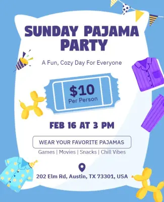 Cozy Sunday Pajama Party Invitation Flyer Template
