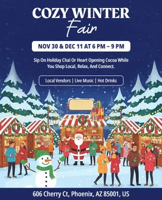 Cozy Winter Fair Holiday Market Flyer Template