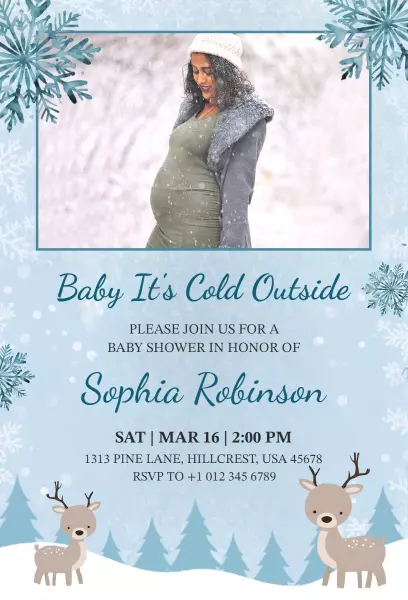 Cozy Winter Wonderland Baby Shower Celebration Invitation Template
