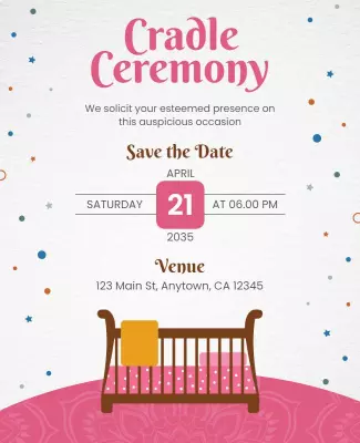 Charming Pink Cradle Ceremony Save the Date Flyer Template