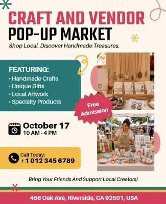 Craft and Vendor Pop-up Market Flyer Template