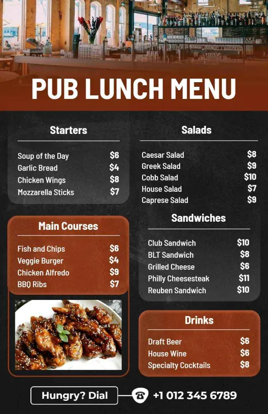 Craft Beer Selections and Specialty Cocktails Bar Menu Template