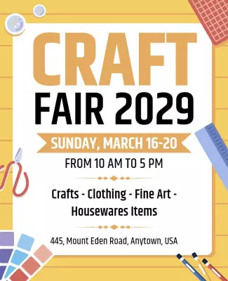 Craft Fair Event Flyer with Arts and Crafts Theme Template