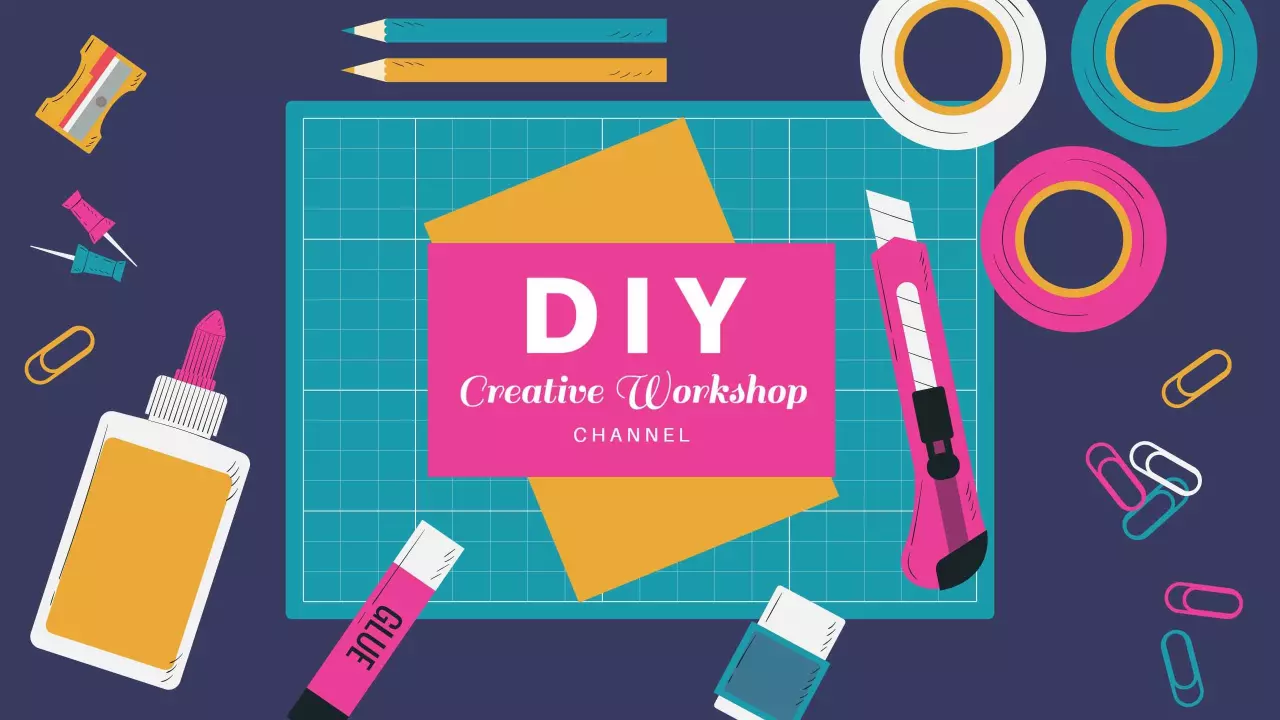 Crafting Supplies with Bright Colors for DIY YouTube Banner Template