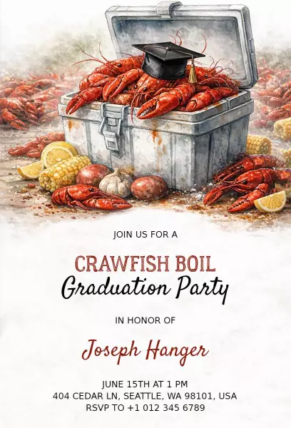 Crawfish Boil Festive Graduation Celebration Invitation Template