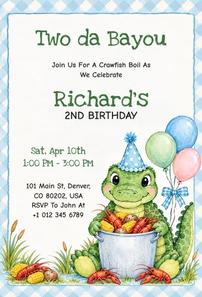 Crawfish Boil Themed Kids Birthday Invitation Template